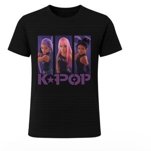 KPop Demon Hunters Girls Graphic T-Youth Small (4-6) /Korean120 Black Purple